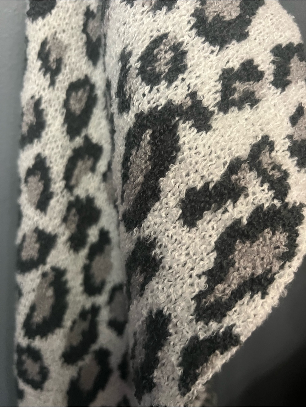 Leopard Print Knit Sweater - Black & Cream